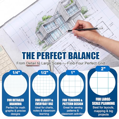 Jetec 1 Roll Large Grid Graph Paper Roll 2'' Grid 16.5 Inch x 98ft Giant Chart Poster Paper for Classroom Group Projects Building Plan Drafting Supplies Kids Students School Gifts - color: 2'' Grid, size: 16.5 Inch X 98ft