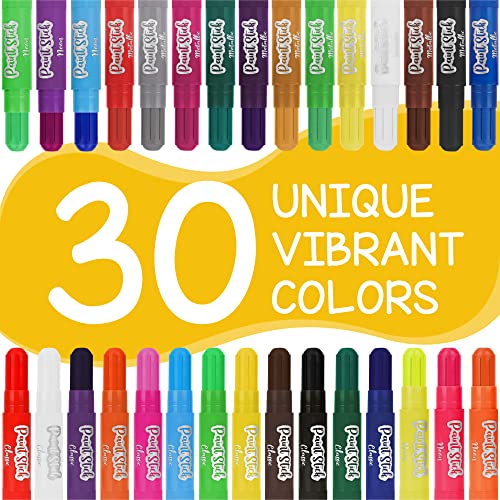 Tempera Paint for Kids and Toddlers - 30 Large Paint Sticks - Washable, Solid, Non Toxic, Mess free Paint Set - Arts and Crafts for Kids - for Wood, Glass, Canvas, or Card painting - size: 1 Count (Pack of 30)