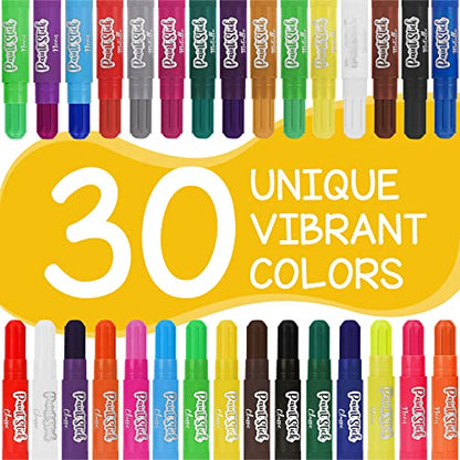 Tempera Paint for Kids and Toddlers - 30 Large Paint Sticks - Washable, Solid, Non Toxic, Mess free Paint Set - Arts and Crafts for Kids - for Wood, Glass, Canvas, or Card painting - size: 1 Count (Pack of 30)