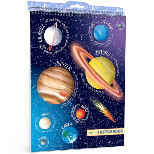 eeBoo: Our Planets Spiral Bound Blank Sketchbook - 60 Pages, 140 GSM/95 LB Paper, 8.5x11, Eco-Friendly, Kids Art Supplies - style: Our Planets