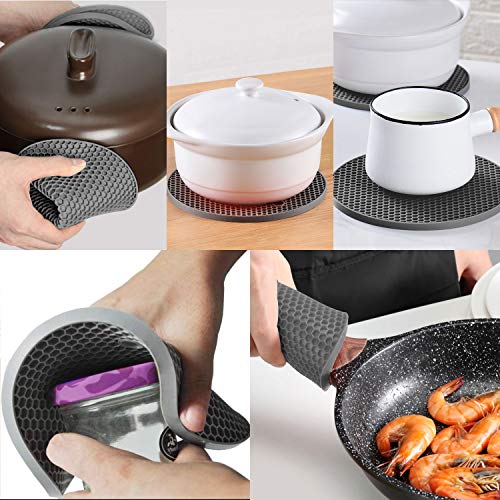4 Pcs Trivets for Hot Dishes, Kitchen Heat Resistant Silicone Trivet, Extra Thick, Large, Non Slip (2. Gray) - color: 2. Gray
