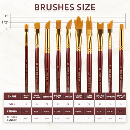 Falling in Art Artist Paint Brush Set, 10 Pcs Special Effect Paint Brushes, Multi-Liner Soft and Resilient Brushes for Watercolor, Acrylic, and Oil Painting
