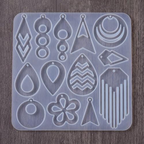 1PC Assorted Shape Pendant Silicone Molds Resin Epoxy Casting Molds for Earring Necklace Keychain Charms Pendants Jewelry Making DIY Gem Cabochon Craft Supplies White 121x122x4.5mm - color: White-13