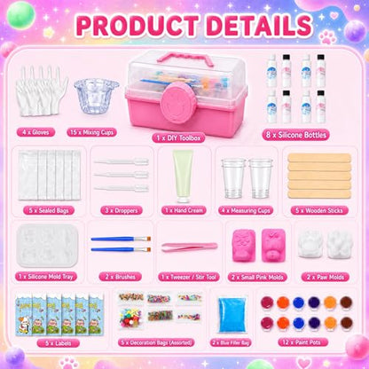 DIY Taba Squishy Making Kit,Taba Squishy Kit,1:1 AB Liquid Silicone with 6 Molds for Make Your Own Super Soft Squishies Maker, Christmas Birthday Party Favors for Kids Adults