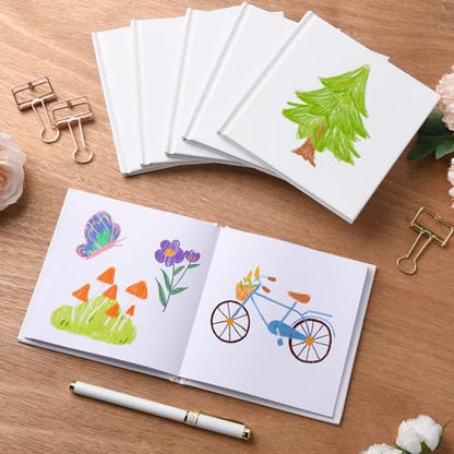 zmybcpack 12 Pack White Hardcover Blank Book 5x5 inch, Hardcover Blank book for Students to Write Stories, Hardcover Sketchbooks Journal（White, 22 Sheets/ 44 Pages Each Notebook） - size: 5x5"(12 pack)