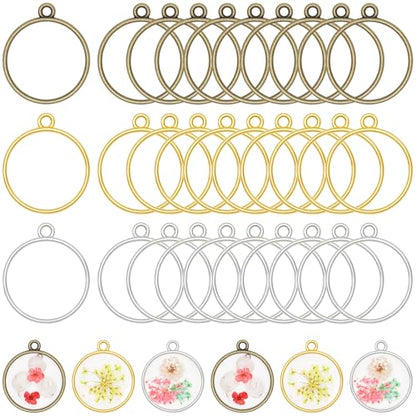 Gartful Open Bezels for Resin Jewelry Making, Hollow Frame Pendants with Jump Rings, Craft Bezels for Necklace, Earrings - style: Circle - 30PCS