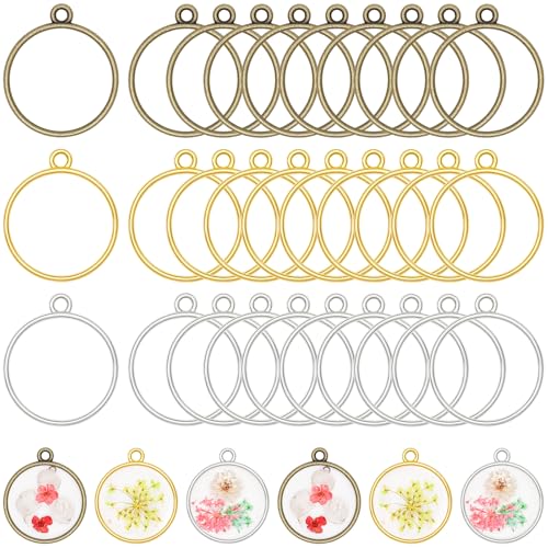 Gartful Open Bezels for Resin Jewelry Making, Hollow Frame Pendants with Jump Rings, Craft Bezels for Necklace, Earrings - style: Circle - 30PCS
