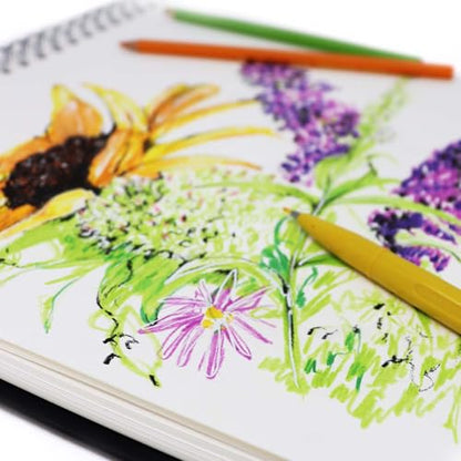 Artway Studio – Spiral Bound A3 Mixed Media Sketchbook – Landscape - 60 Sides/30 Pages of 240gsm Multimedia Paper – Black Hardback Sketchbook, White