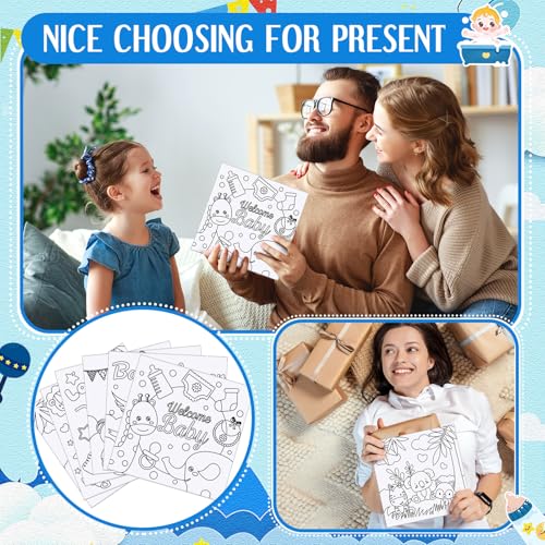 Honoson 6 Pcs 6 Inch Pre Drawn Outline Canvas Paint Kit with Pictures for Adults Paint Party Stretched Canvas Art Boards Set for Adult Beginner(Baby Shower) - style: Baby Shower