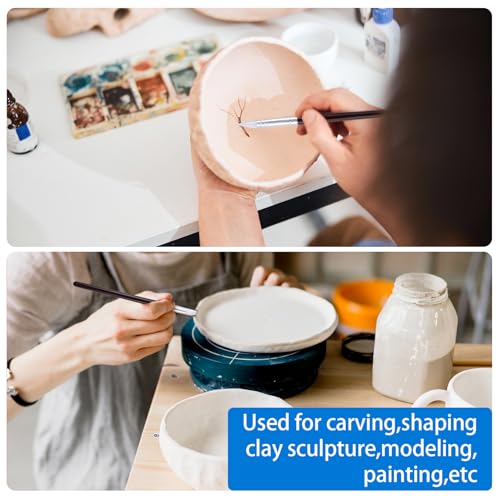 SmallCat 15 Pcs Silicone Paint Brushes, Flexible Clay Carving Tools, Professional Sculpting Tools for Handicraft Pottery Artwork Shaping Carving DIY- Black - color: Black, 15 Pcs