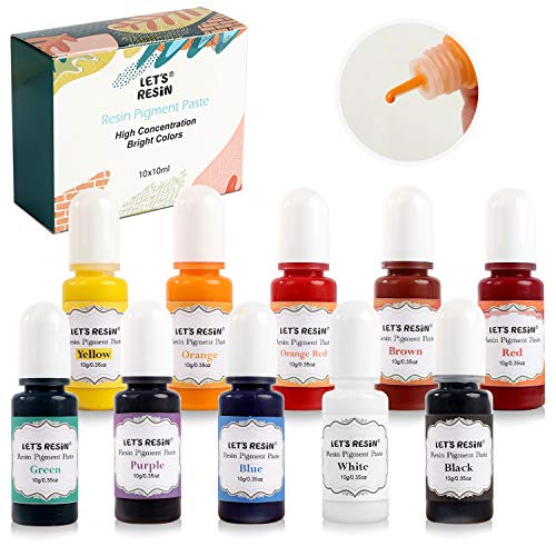 LET'S RESIN Opaque Resin Paste,10 Colors Epoxy Resin Pigment Paste Each 0.35oz,Thick & Highly Concentrated Coloring Pastes, Colorant for Epoxy Coloring, Jewelry, Molds
