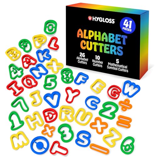 Hygloss 41-Piece Alphabet Cutters Set – ABC Letter and Number Mold Kit with Bright Colors – Educational Clay and Dough Tools & Accessories for Learning – Arts & Crafts for Kids Ages 3-6 - color: ABCs Numbers (41 Pcs.)