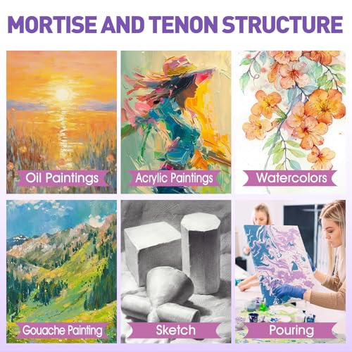 ESRICH Stretched Canvas for Painting 12x12 Inch, 3 Pack Square Painting Canvas -5/8 in Profile Primed Cotton White Blank Canvases for Painting for Oil & Acrylic Paint - size: 12x12in 3pack