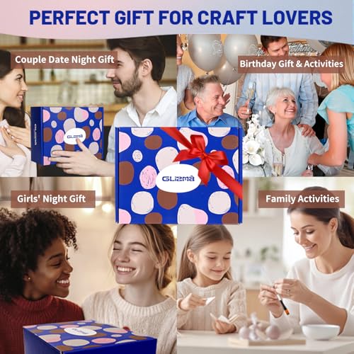 Glizma Complete Gypsum Casting Powder Kit 2 Sets 6 Leaf Trays, Home Decor DIY Beginners Crafts Kits Adults Women, Water Activated, Fast Curing, Date Night Painting Kit(Acrylic Paint Inclueded) - size: Leaf