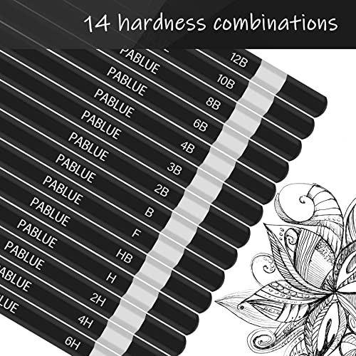 Professional Triangular Drawing Sketching Pencil Set,6H,4H,2H,H,HB,F,B,2B,3B,4B,6B,8B,10B,12B Graphite Shading Pencils Gift for Beginners,ProArtists,Drawing,Drafting,Sketching,Shading(14 Pcs)