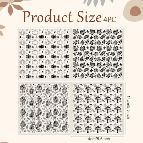 CHGCRAFT 4Pcs Pumpkin Maple Leaf Polymer Clay Texture Sheet Pinecone and Mushroom Autumn Silicone Clay Texture Mat for Polymer Clay Making Earrings Jewelry DIY Crafts 5.5 × 5.5 Inch - style: Pumpkin