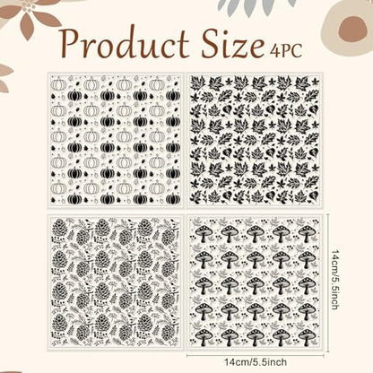 CHGCRAFT 4Pcs Pumpkin Maple Leaf Polymer Clay Texture Sheet Pinecone and Mushroom Autumn Silicone Clay Texture Mat for Polymer Clay Making Earrings Jewelry DIY Crafts 5.5 × 5.5 Inch - style: Pumpkin