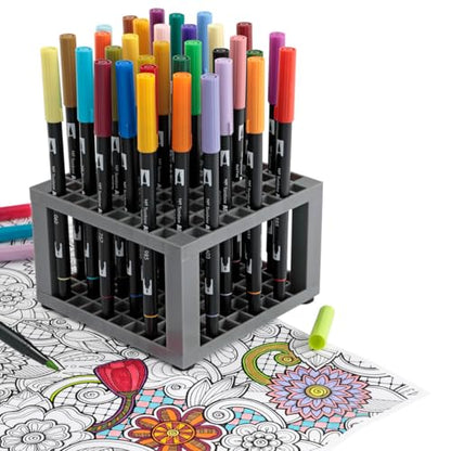 Creative Mark Brush Crate Multi Bin Paint Brush Organizer - Artist Paint & Makeup Brush Holder, Pens, Pencils, SmAll Tools Organizer - 96 Openings