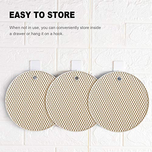 4 Pcs Trivets for Hot Dishes, Kitchen Heat Resistant Silicone Trivet, Extra Thick, Large, Non Slip (3. Beige) - color: 3. Beige