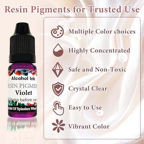 Alcohol Ink Set - 24 Colors Vibrant Colors High Concentrated Alcohol-Based Ink, Concentrated Epoxy Resin Paint Colour Dye Great for Resin Petri Dish, Coaster, Painting -10ml Each