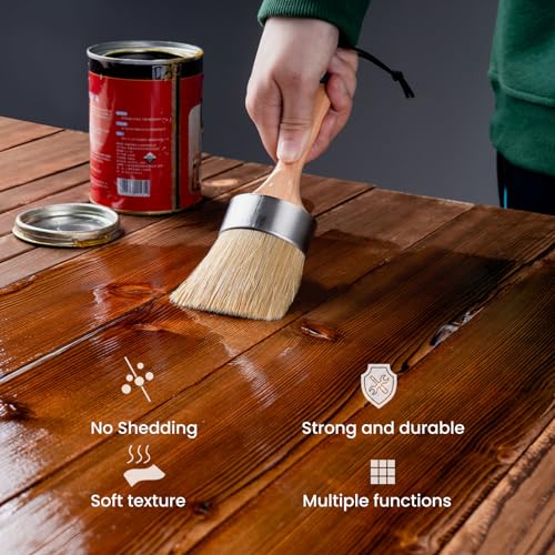 Chalk and Wax Paint Brush Furniture Set of 4, Small Round and Large Oval Brush with Natural Bristles, Perfect for Painting or Waxing Furniture, Ideal for Home Decor - size: 1 Large Oval + 3 Small Round, 4 Pack