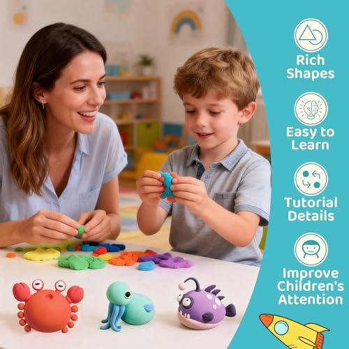Both idea Air Dry Clay Kit, Ocean Theme | 12 Packs, Non-Toxic Kids Gift | School & Party: Perfect for classroom art activities, birthday party favors, creative family DIY, and holiday celebrations. - style: Ocean Adventure