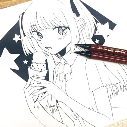 Kuretake Fude Brush Pen NIHON-DATE KABURA (No.55), hard and soft dual tip marker, for Calligraphy, Manga, Drawing, Professional, Artist, Made in Japan - style: Dual(N0.55)