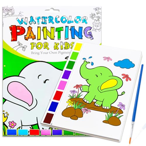 JZILU Watercolor Coloring Book for Kids, Paint with Water- Magic Paint Set Water Painting Book for Toddlers- Arts and Crafts Kit for Girls Boys Travel Activities -Stocking Stuffers for Kids - color: Animal