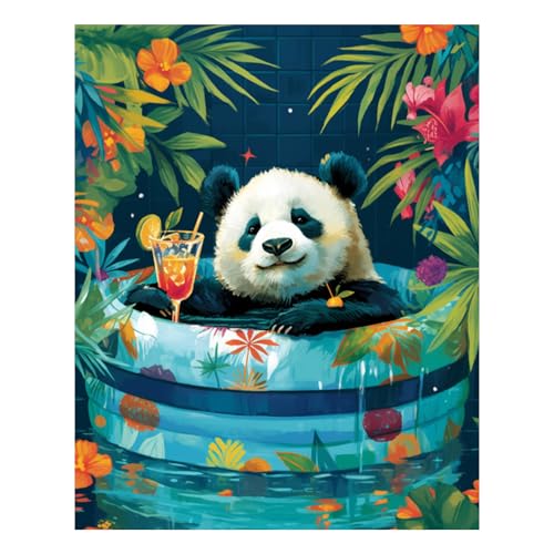 Reivworl Panda Paint by Numbers Kit for Adults Beginner, Panda Paint by Number for Adult, Painting by Number Kits for Gifts and Wall Decor 16x20Inch - color: 06-Panda, size: Without Frame