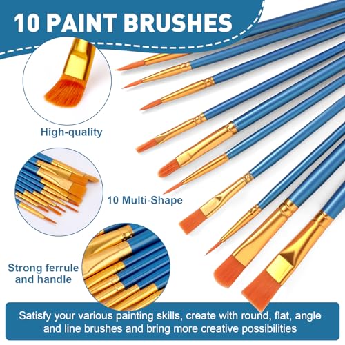 ESRICH 52PCS Acrylic Paint Canvas Set, Acrylic Painting Kit with 2 Set of 12 Colors Acrylics Paint,Paint Brushes,Canvas, Wooden Easels, Art Plates, Art Painting Supplies for Kids Adults Beginners - color: 24