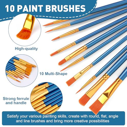 ESRICH 52PCS Acrylic Paint Canvas Set, Acrylic Painting Kit with 2 Set of 12 Colors Acrylics Paint,Paint Brushes,Canvas, Wooden Easels, Art Plates, Art Painting Supplies for Kids Adults Beginners - color: 24