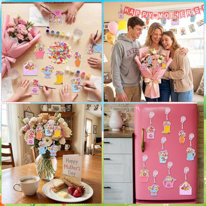 WinnerWhy 30 Pcs Mother's Day DIY Suncatcher Ornaments, Bulk Craft Kits for Adults, Acrylic Light Catcher Decorations with Mom Themed Designs for Mother's Day Projects, Parties, Group Activities - style: Mother’s Day