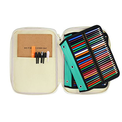 YOUSHARES 54 Slots Pencil Sleeve - Standard 3 Ring Binder Designed Pencil Page Compatible with 216 Slots Pencil Case for Watercolor Pencil, Gel Pen & Cosmetic Brush (Green) - color: Layer Green