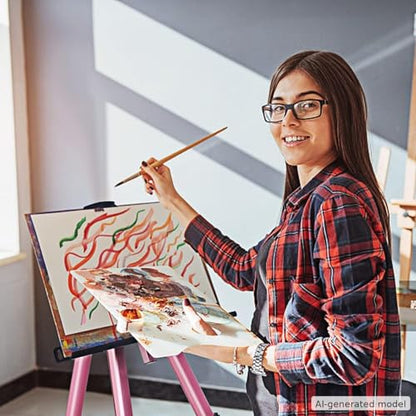 RRFTOK Art Easel Stand for Painting and Sign - Aluminum Adjustable Easels for Painting Canvases Height from 17 to 66 Inch,Carry Bag for Table-Top/Floor Drawing and Displaying.Gift for Women(Red). - style: 66Pink 1-pack
