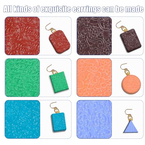 24 Pcs Polymer Clay Texture Sheets Boho Clay Fondant Texture Mats 17 x 25 Clay Texture Sheets for Pottery Earrings Jewelry Making