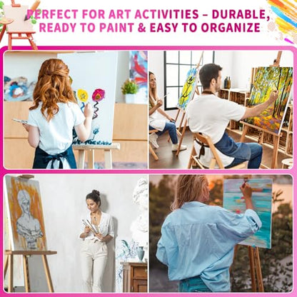 24 Pack Stretched Canvas Frames, 6 Sizes 4x4 to 16x20, Black & White Blank Canvases, Triple Primed 100% Cotton with Natural Cotton Seeds, Acid-Free, Warp-Resistant Canvas Frame for Acrylics & Oils - size: 4x4", 6x6", 8x8", 10x12", 12x16", 16x20" - 24Pack