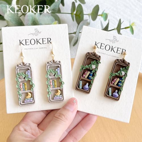 Keoker Back to School Polymer Clay Cutters, 14 Shapes Polymer Clay Bookshelf Cutters