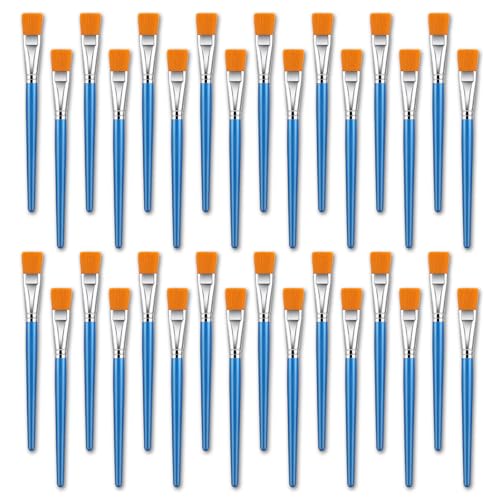 32 Pcs Flat Paint Brushes - 1 Inch Acrylic Paint Brushes for Detail & Large Scale Painting - Artist Quality for Acrylic, Watercolor, Oil, Face & Body Art, Crafts