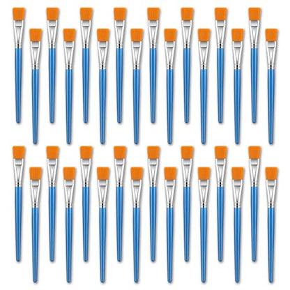 32 Pcs Flat Paint Brushes - 1 Inch Acrylic Paint Brushes for Detail & Large Scale Painting - Artist Quality for Acrylic, Watercolor, Oil, Face & Body Art, Crafts