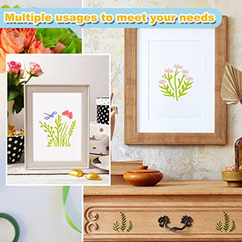 Teling 80 Pcs Flower Stencils Spring Bouquet Painting Stencils Reusable Wildflower Small Botanical Floral for Painting on Wood Wall Canvas Crafts Home Furniture Sign, 3 x 3 Inch - style: Wildflower