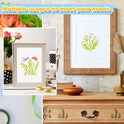 Teling 80 Pcs Flower Stencils Spring Bouquet Painting Stencils Reusable Wildflower Small Botanical Floral for Painting on Wood Wall Canvas Crafts Home Furniture Sign, 3 x 3 Inch - style: Wildflower