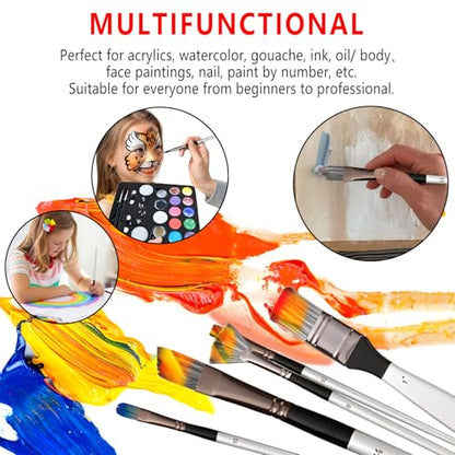 24pcs Paint Brush Set, Expert Series, 23 Different Shapes + Mixing Knife with Cloth Roll Case, Enhanced Synthetic Painting Brushes Set for Acrylic, Watercolor, Oil, Gouache (Grey) - color: Gray