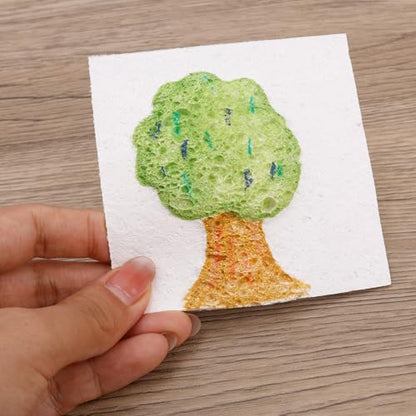 30pcs Magic Foam Texture Paper Paint Kits, 3D Drawing Art Canvas Sponge Puffy Cellulose Texture Sheets DIY Art Supplies for Kids School Home Crafts Creative Projects (Heart, Flower & Square)
