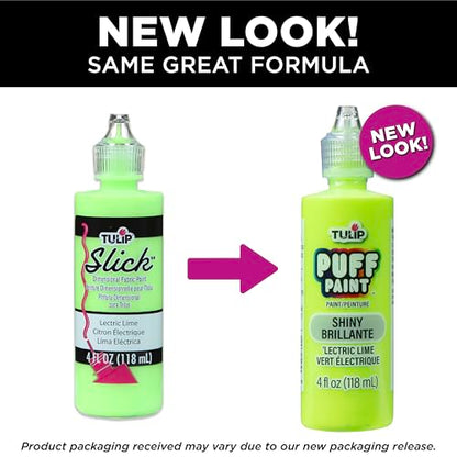 Tulip Puff Fabric Paint , Permanent Craft Paint for Clothes, DIY Projects, Notoxic, 4 fl oz, Shiny 'Lectric Lime - color: SHINY LECTRIC LIME, size: 4 Fl Oz (Pack of 1)