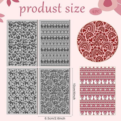 CHGCRAFT 4 Sheets Cat Clay Texture Mat Love Heart Pattern Polymer Clay Texture Sheets Valentine's Day DIY Tools for Pottery Earring Jewelry Making Stamp Engraving Machines, 3.9x2.6inch - style: Valentine's Day