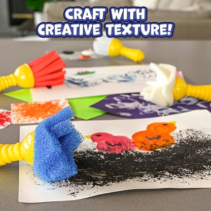 READY 2 LEARN Textured Art Tools - 4 Yellow Paint Sponges for Kids - Thick Kids Paint Brushes - Easy-Grip Paint Brushes - Art Supplies for Toddlers 1-3 - color: Imagine Colors