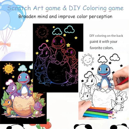 18 Sheets Rainbow Scratch Art Paper Animals Paint by Scratch 7.2 * 5.3inch Black Scratch Art Adult for DIY Crafts Supplies（Animal Themes） - style: Animal Themes