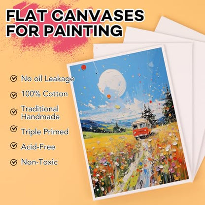 ESRICH 12 Pack 4x6 Inch Small Canvases for Painting, Painting Canvas 4x6 Inch Cotton Primed Acid Free Mini Blank Canvas Panels for Oil Paint,Watercolor,Acrylic Paint, Gouache, Tempera