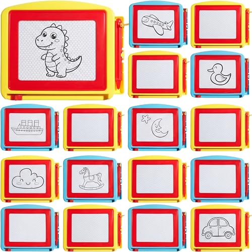 Tinlade 24 Pack Mini Magnetic Drawing Board for Kids, Small Erasable Drawing Pad, Toddler Writing Tablet, Birthday Party Favor, Classroom Prize, Goodie Bag Stuffers for Boy Girl (Classic Color,Cute) - color: Classic Color, size: Cute