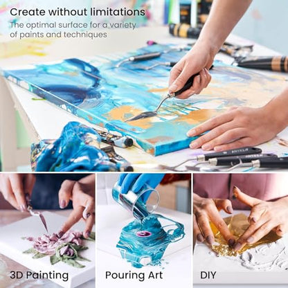 ARTEZA Premium Stretched Canvas, 18 x 24 Inches, Pack of 4, Blank White Canvas Boards for Acrylic, Oil and Gouache Painting - color: White - Premium, size: 18 x 24 (Pack of 4)